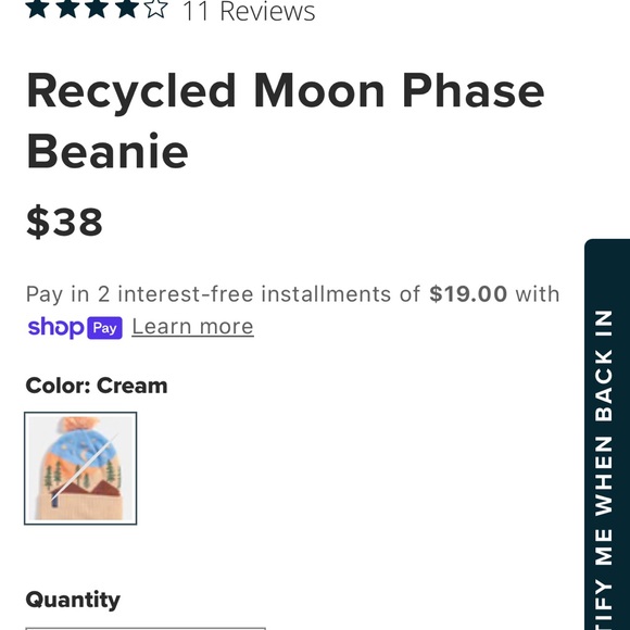 United By Blue Recycled Moon Phase Winter Hat Beanie NWOT - Picture 2 of 7